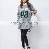 Female Hemp Grey Long-sleeved Straight Front Piece Print Dress thumbnail-4