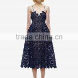 2016 New Handmade White Red Sexy Deep V-neck Flower Lace Dress Runway Elegant Dresses Hollow Out Long Dress Shoulder-Straps thumbnail-4