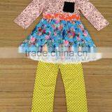 Top Sale Kids Boutique Christmas Outfit Fall Long Sleeve Outfit for Teen Girls Flora Shirt Pants Set thumbnail-1