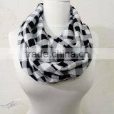 Black & White Plaid Gingham Infinity Scarf, Tube Scarf, Circle Scarf, Loop Scarf, Scarves, Spring - Fall - Winter Fashion thumbnail-4