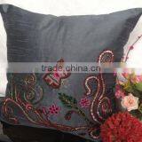 Grey Decorative Pillow With Butterfly Embroidery, Throw Pillow, Sequins & Bead Embroidery Pillow, Grey Home DECOR thumbnail-4