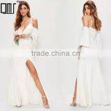 SIMPLE STYLE Women Lace Split Hem and Deep V-neck Maxi Prom Derss thumbnail-1