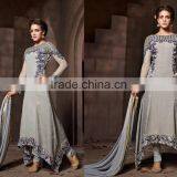 Ash Color Zari Design Beauty Charm Designer Semi Stitch Salwar Kameez thumbnail-1