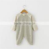 Wholesale 100% Organic Cotton Baby Clothes Newborn Romper Long Sleeves Plain Blank Baby Bodysuit thumbnail-2
