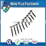 Made in Taiwan Phillips Bugle Head Coarse or Fine Thread Sharp Point Drywall Screw Collated in Plastic Strips