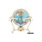 Three-legged Golden Short Stand Turquoise MOP Globe thumbnail-1