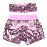 Girls Sequin Shorts SET Girls Birthday Shorts Baby Shorts and Headband thumbnail-3