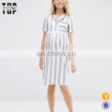 High quality anti-radiation maternity pregnant women dresses with linen stripe