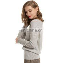 Women Plain Knit Classic V Neck Elastic Rib Cuff Cosy Cashmere Sweater thumbnail-4