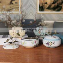 Home Office Decoration Ashtray Round Glossy Ceramic Ashtray