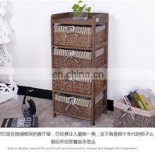 Living Room Furniture Set Wooden Corner Cabinet With Wickerwork Basket thumbnail-2