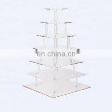 Retail Store 7 Levels Wedding Cake Stand Holder Clear Square Acrylic Cupcake Bakery Display