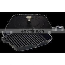 Non-stick Cast Iron Enamel Square Camping Double BBQ Charcoal Grill Pans thumbnail-3