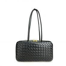 French Elegant Woven Bag Women's Shoulder Handbag Commuter Bag Neutral Minimalist Style Bucket Bag Polyurethane Material thumbnail-1