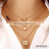 European chunky thin multi layers metal chain coins necklace fashion women jewelry
