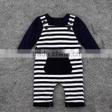 Baby Boy Clothes Long Sleeve Overall 100% CottonT-shirt for Infant,baby Kids Black Two Piece Strip Overall,sleep & Play Clothes thumbnail-1