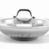 Stainless Steel Wok With Glass Lid/Induction Bottom