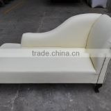Elegant creamy white fabric wooden lounge chaise XY0717-1