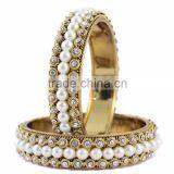 Indian Antique Copper Gold Tone Polki Bangles Bracelet Kada thumbnail-1