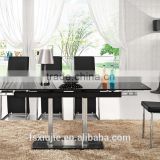 L808E Modern Dining Table for Black Glass/Gloss Round/Oval Extending 1300-1800mm