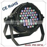 54pcs rgbw 3w leds ip 65 beam and zoom led led par cans high power outdoor