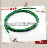 5pin braided textile fabric mini usb data cable