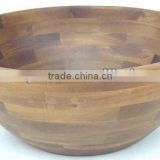 Rubber Wood Clear Wooden Salad Bowl