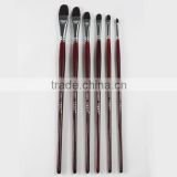 Transon 208 claret-red handle filbert head deep red nylon hair artist brush set for oil /acrylic /gouache/water color paint, 6 p