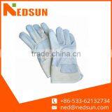 Reinforce Palm Cow Split Leather Canvas Back Safety Gloves thumbnail-1