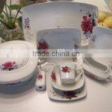 Hot Sales High Quality Nice Rose Flower Square Shape Ceramic Porcelain Dinner Set thumbnail-1