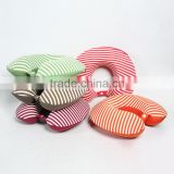 Inflatable stripe sleeping memory foam U shape neck pillow