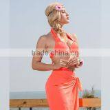 Latest Fashion Halter Straps Push up Bikini With Cover up Beach Dress no MOQ thumbnail-6