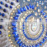 BLUE Digital Crystal Embellished Lace up Kaftan CAFTAN Tunic Poncho Blouse thumbnail-3