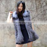 CX-G-B-61 Women Waistcoats Zipper Fur Vest Without Hood Real Fox Fur Vest thumbnail-4