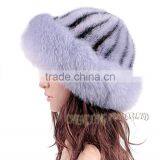 CX-C-156D Hot Selling New Products Fashion Real Mink Fur Hat With Fox Trim thumbnail-5