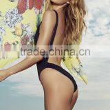 Ladies Navy Textile Cut Out Back One-piece Swimwear thumbnail-4