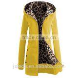 Women's Fashion Vintage Leopard Print Long Sleeve Hoodies Coat thumbnail-5