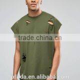 Customize Men Cheap 100% Cotton Super Oversized Jersey T-shirt With Distressing and Curved Hem thumbnail-1