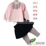 Girls Cute t Shirts+black Skirts Leopard Leggng Sets thumbnail-1