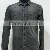 BLACK WASHED DENIM SHIRT thumbnail-1