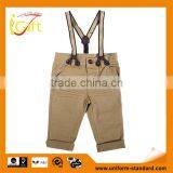 Wrinkle Effect Khaki 100%cotton Suspender Short Pants thumbnail-1