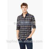 Classic Collar Cotton Slim Fit Check Flannel Shirt for Young Man thumbnail-1