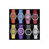 Promotional Rhinestones Bezel Silicone / Rubber Wristband Quartz Water Proof Wrist Watch thumbnail-1