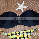 2016 Face Pattern Print Womens Swimsuit Padded Bra Bandage Bikini Swimwear Bikini SET Bathing thumbnail-4