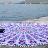 72" Indian Mandala Roundie Bohemian Hippie Tapestries With Pom-Pom Lace Round Beach Throw Wall Hanging Yoga Mat Table Cover