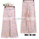 Custom Fashion Wide Leg Pants With Animal Printing Casual Trousers For Girls