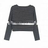 Wholesale Long Sleeve Stripe Women Top Sexy Crop Top 2016 thumbnail-2