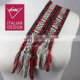 Vintage striped woven cotton long fringe tribal scarf belt/wide boho cloth tie sash belt/scarf belt