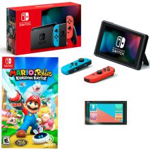 Brand New FREE SHIPPING_ Wholesale Nintendos Switch V2 Neon Red and Neon Blue Joy-Con _ BUY 10 GET 3 FREE!!