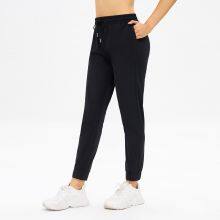 In Stock Womens High Waist Drawstring Blank Sweat Pants Jogger Pants With Pocket Yoga Leggings Wholesale thumbnail-2